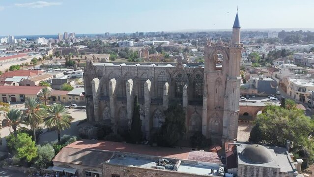 Saint Nicholas Cathedral, Famagusta, Cyprus, beautiful views of Cyprus, Mediterranean Sea, aerial view