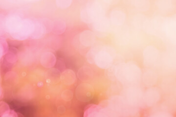Abstract blurred orange color and peach for background, Blur festival lights outdoor and pink bubble focus texture decoration.
