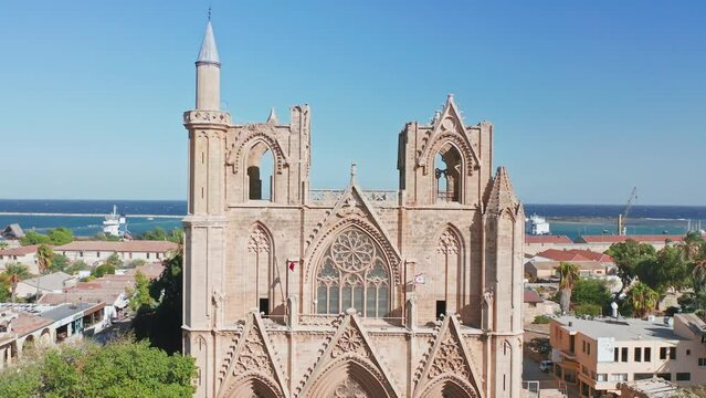 Saint Nicholas Cathedral, Famagusta, Cyprus, beautiful views of Cyprus, Mediterranean Sea, aerial view