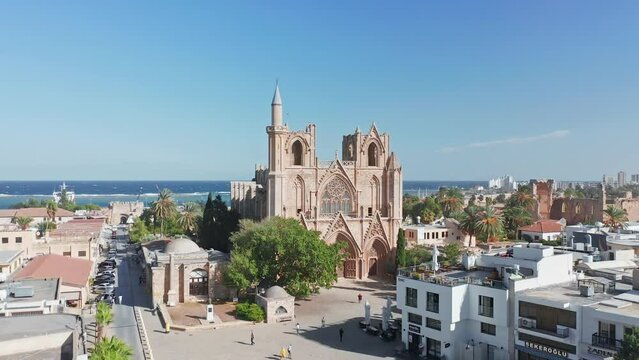 Saint Nicholas Cathedral, Famagusta, Cyprus, beautiful views of Cyprus, Mediterranean Sea, aerial view