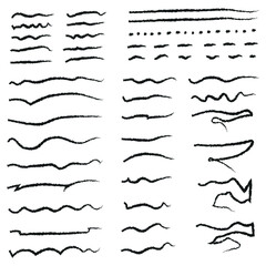 Handmade Collection Set Of Underline Vector . Doodle Style Different Shapes / Illustration