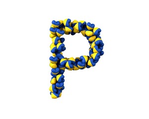 Ukraine Heart Themed Font Letter P