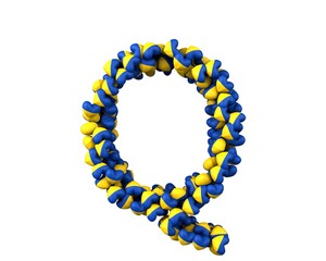 Ukraine Heart Themed Font Letter Q