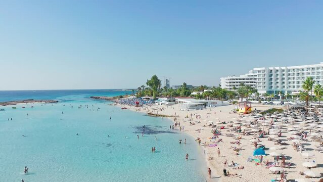 Cyprus, beautiful views of the beaches of Cyprus, Mediterranean Sea, aerial view