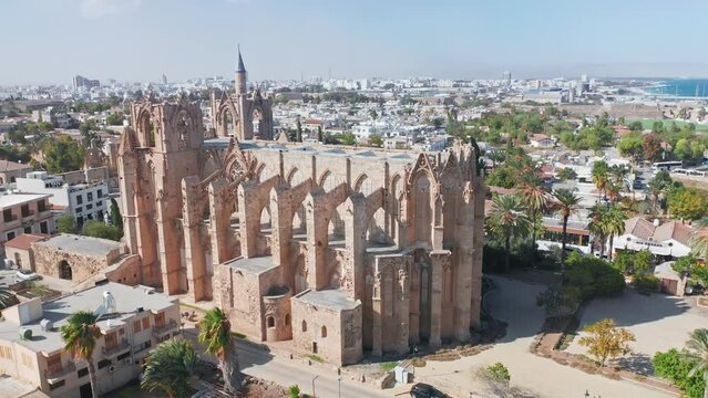 Saint Nicholas Cathedral, Famagusta, Cyprus, beautiful views of Cyprus, Mediterranean Sea, aerial view