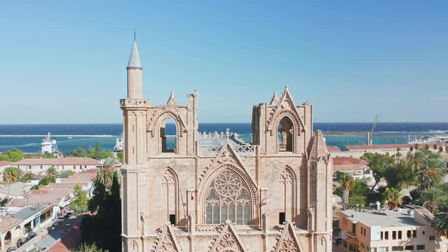 Saint Nicholas Cathedral, Famagusta, Cyprus, beautiful views of Cyprus, Mediterranean Sea, aerial view