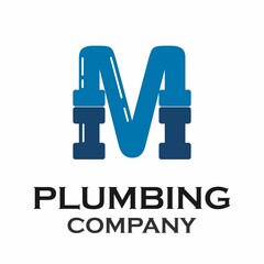 Letter m with plumbing logo template illustration