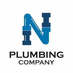 Letter n with plumbing logo template illustration