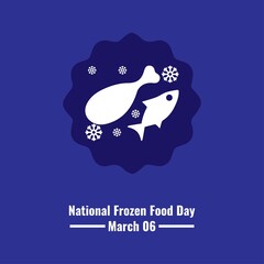 Chicken Thigh Meat, Fish and ice icon, National Frozen Food Day design concept, suitable for social media post template, poster, greeting card, banner, background, brochure. Vector Illustration