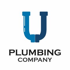 Letter u with plumbing logo template illustration © Deni