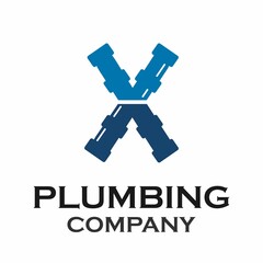 Letter x with plumbing logo template illustration