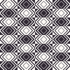 Vector retro black and white monochrome color geometric checkered rectangle shape seamless pattern background. Use for fabric, textile, interior decoration elements, upholstery, wrapping.