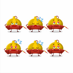 Cartoon character of yellow chinese traditional hat with sleepy expression