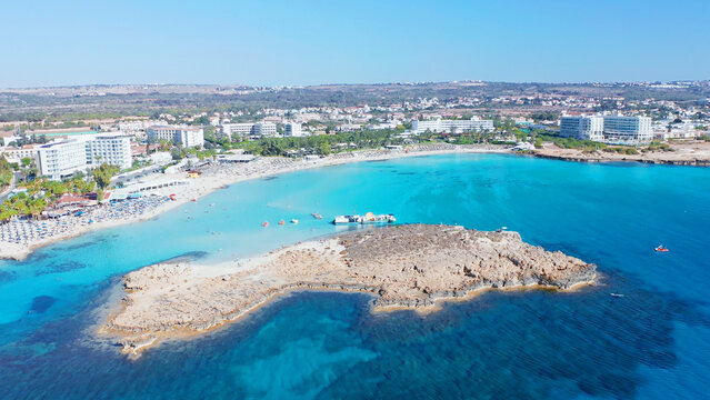 Cyprus, beautiful views of the beaches of Cyprus, Mediterranean Sea, aerial view