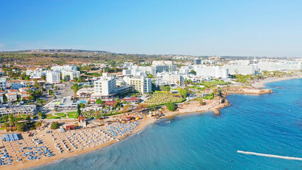 Cyprus, beautiful views of the beaches of Cyprus, Mediterranean Sea, aerial view