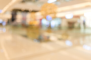 defocus internal view of large shopping mall show a beautiful light bokeh