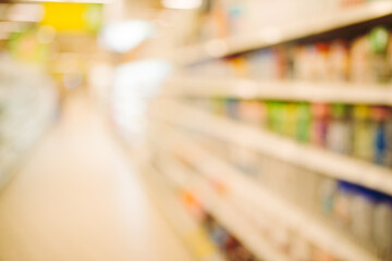 supermarket store aisle interior abstract blurred background