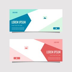 Vector Design Banner Background In Two Colors, blue and pink