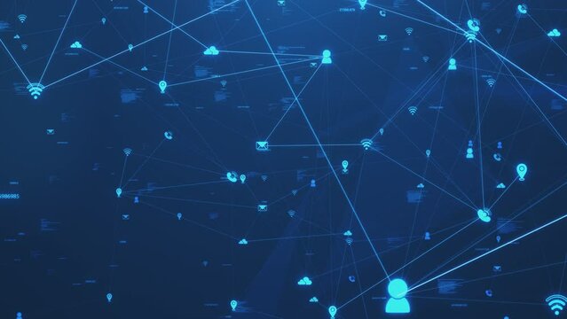 Global network connections and social networking concept.Social media network connection of people icons with connecting lines