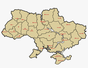 Doodle freehand drawing of Ukraine map.