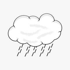 raindrops and clouds cute icon