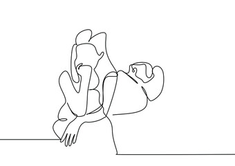 married couples in love have problems in their relationship and turn their backs and sit together