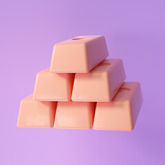 3d Gold bars icon symbol, Gold trading and saving concept, gold bars cartoon style. 3d render illustration