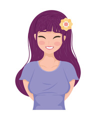 young girl with flower