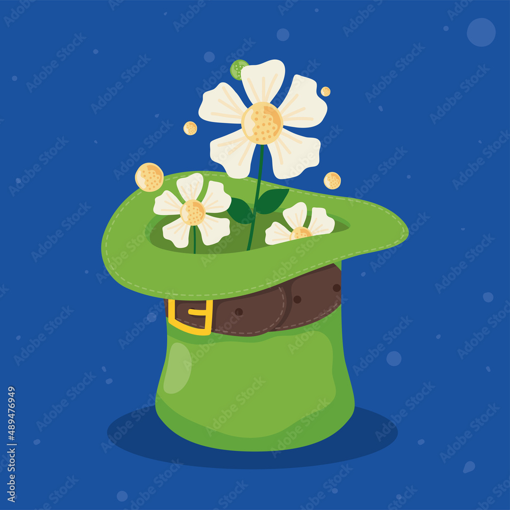 Wall mural flowers in leprechaun hat