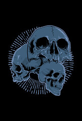 Three Skull head vector illustration