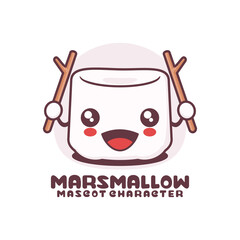 marshmallows cartoon mascot, suitable for, logos, prints, stickers, etc