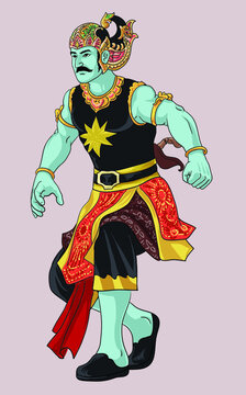 Drawing Gatotkaca, Baratayudha puppet characther, powerfull, art.illustration, vector