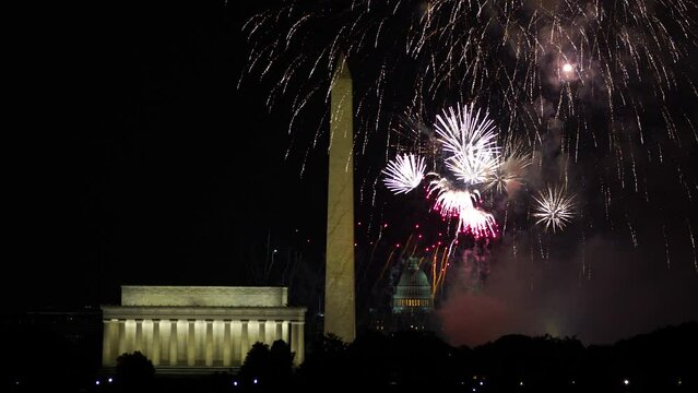 Fireworks Across the Potomac River in Washington DC Closeup