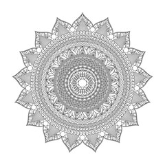 Circular pattern in form of mandala for Henna, Mehndi, tattoo, decoration. Decorative ornament in ethnic oriental style. Coloring book page.