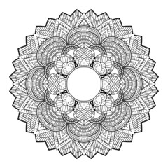 Circular pattern in form of mandala for Henna, Mehndi, tattoo, decoration. Decorative ornament in ethnic oriental style. Coloring book page.