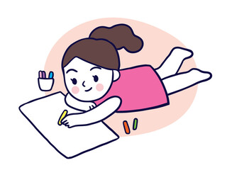 Cartoon cute education, Artisl Girl painting vector.