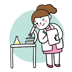 Cartoon cute education, Scientist girl vector.
