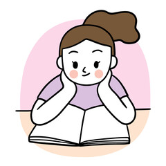 Cartoon cute education, Girl and book vector.