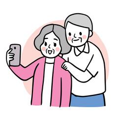 Cartoon cute elderly woman and man vector.