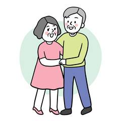 Cartoon cute elderly woman and man vector.