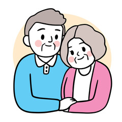 Cartoon cute elderly woman and man vector.