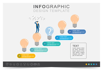 Modern infographic template, presentation finance infographic template, ideas ladder to success, icon set