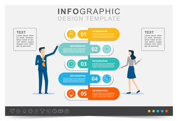 Modern infographic template, presentation business infographic template, step to target, icon set