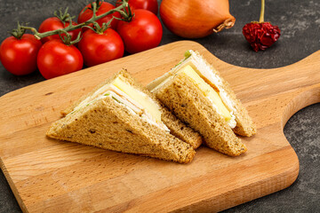 Club sandwich with chicken and cheese