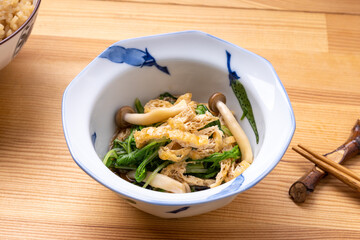 水菜と油揚げの煮びたし