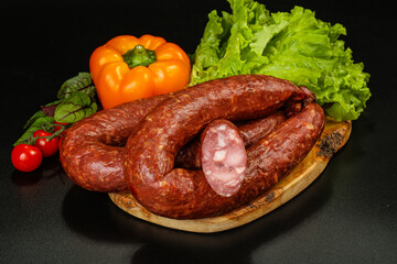 Natural meat sausages with minced meat