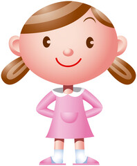 Girl in a pink dress.