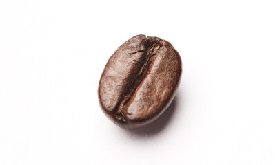 Hello Coffee. Studio shot of a coffee bean against a white background.