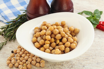 Boiled chickpea in the bowl