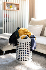 clothes in basket ready to wash